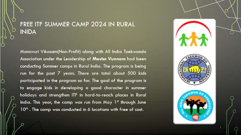 All India Taekwon-Do Association MO#620:  Summer Camp 2024